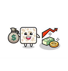 Tempeh Cartoon Holding Money Sack