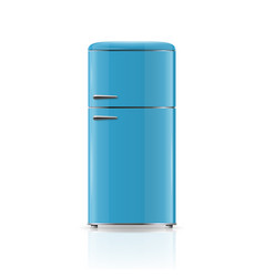 3d Realistic Blue Retro Vintage Fridge Icon