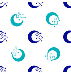 Blue Moon And Stars Icon Isolated Seamless Pattern