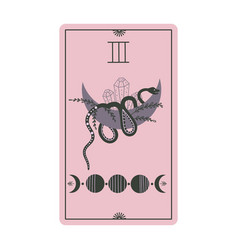 Vintage Tarot Cards With Moon Phases And Snakes