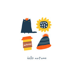 Autumn Postcard With Cat Sunflower Hat