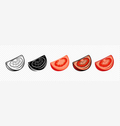 Flat Fresh Quartered Tomato Icon Set