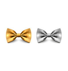 3d Realistic Golden And Silver Color Bow