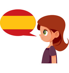 Profile Of A Girl Speaking Spanish Cartoon