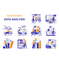 Data Analysis Web Concept With People Scenes Set