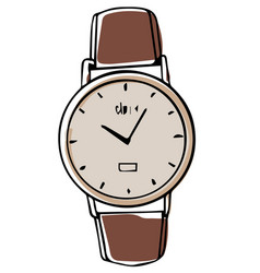 Wrist Watch Clock With Leather Strap Accessory