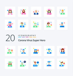 20 Corona Virus Super Hero Flat Color Icon Pack