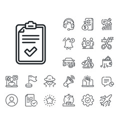 Checklist Line Icon Survey Report Sign Salaryman