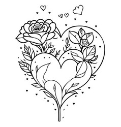 Doodle Valentine Love Flower Rose Heart Sketch