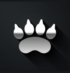 Silver Bear Paw Footprint Icon Isolated On Black