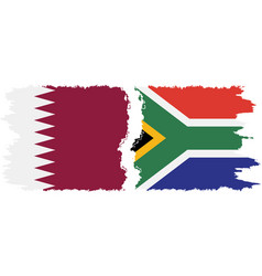 South Africa And Qatar Grunge Flags Connection