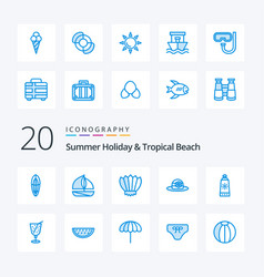 20 Beach Blue Color Icon Pack Like Sunscreen