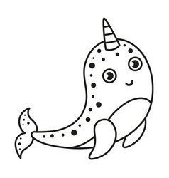 Black And White Cartoon Narwhal