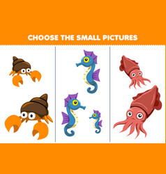 Education Game For Children Choose The Small