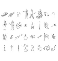 Pirate Icons Set Outline