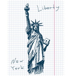 Hand Drawn Statue Of Liberty In New York