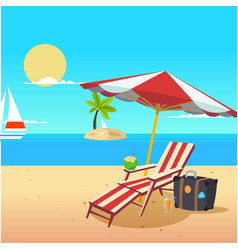 Summer Beach Umbrella Chair Yawl Island Background