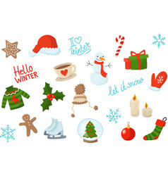 Winter Cozy Icons Set Christmas Season