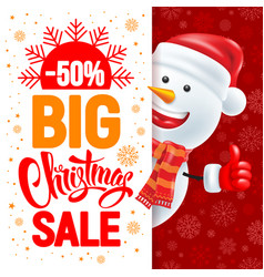 Christmas And New Year Sale Template With Snowman