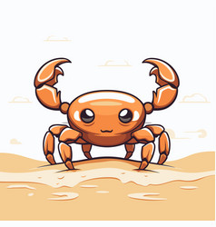 Cute Cartoon Crab On The Beach For Your Design