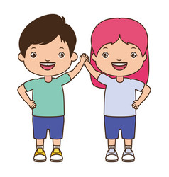 Happy boy and girl Royalty Free Vector Image - VectorStock