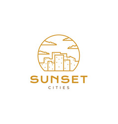 Line Hipster Panorama City Sunset Logo Design