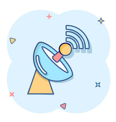 Satellite Antenna Tower Icon In Comic Style