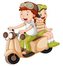 A Boy Ridng Motorcycle With Girl Cartoon