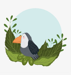 Cute Toucan With Leaves