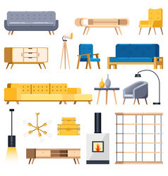 Living Room Modern Interior Isolated Icons