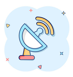 Satellite Antenna Tower Icon In Comic Style