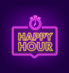 Vintage Poster With Black Happy Hour For Banner