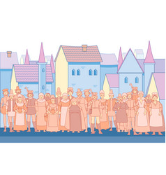 Fabulous Background With Medieval Crowd People