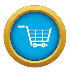 Large Shopping Trolley Icon Blue Isolated