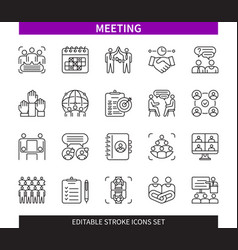 Meeting Editable Stroke Icon Set