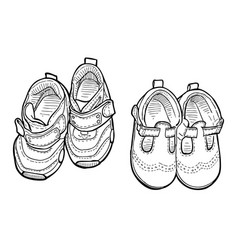 Outline Drawing Top View Boots And Sneakers