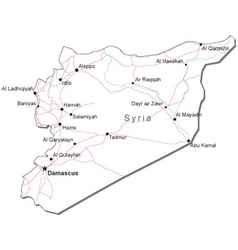 Syria Black White Map