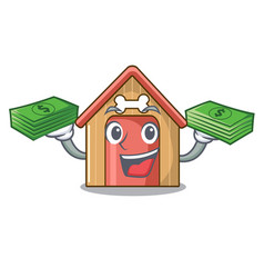 With Money Dog House Isolated On Mascot Cartoon