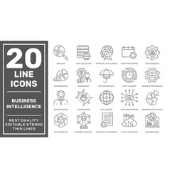 Business Intelligence Icons Set Machine Learning