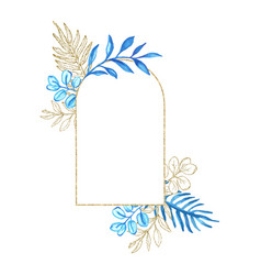 Eucalyptus Line Art Gold Glitter And Blue