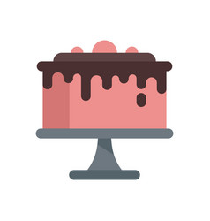 Strawberry Cake Icon Flat Happy