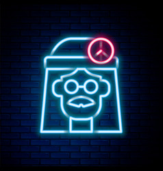 Glowing Neon Line Hippie Girl Icon Isolated