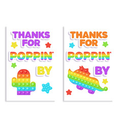 Set Of 2 Birthday Popit Rainbow Favor Cards