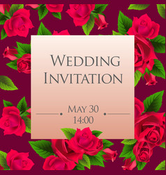 Wedding Invitation Card Template With Red Roses