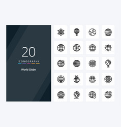 20 Globe Outline Icon For Presentation