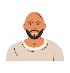 Bald Young Man With Beard In T-shirt