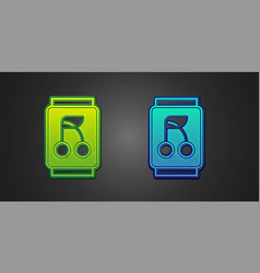 Green And Blue Soda Can Icon Isolated On Black