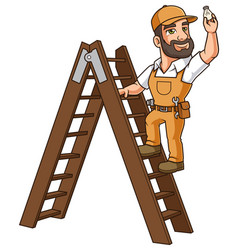 Handyman Changing Light Bulb Cartoon Clip Art