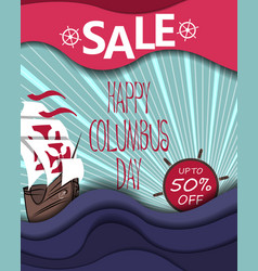 Happy Columbus Day Sale Background With Ship