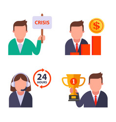 Office Icons Crisis Sign Sales Growth Call